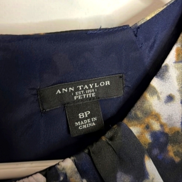 Silky Abstract Water Color Print Cocktail Dress Size 8P Ann Taylor- Party Dress - Picture 9 of 11